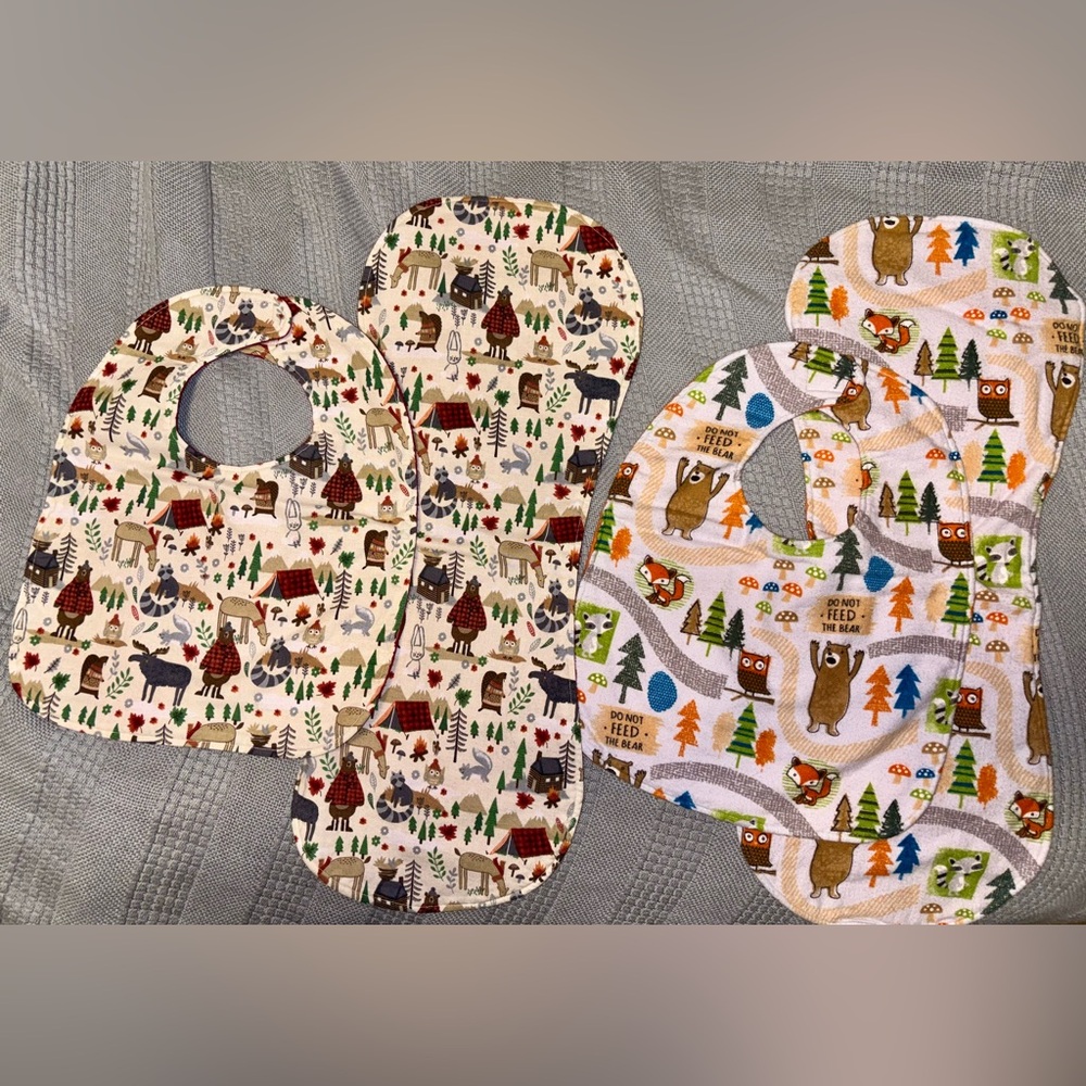 Handmade Woodland Burp Cloth & Bib Set